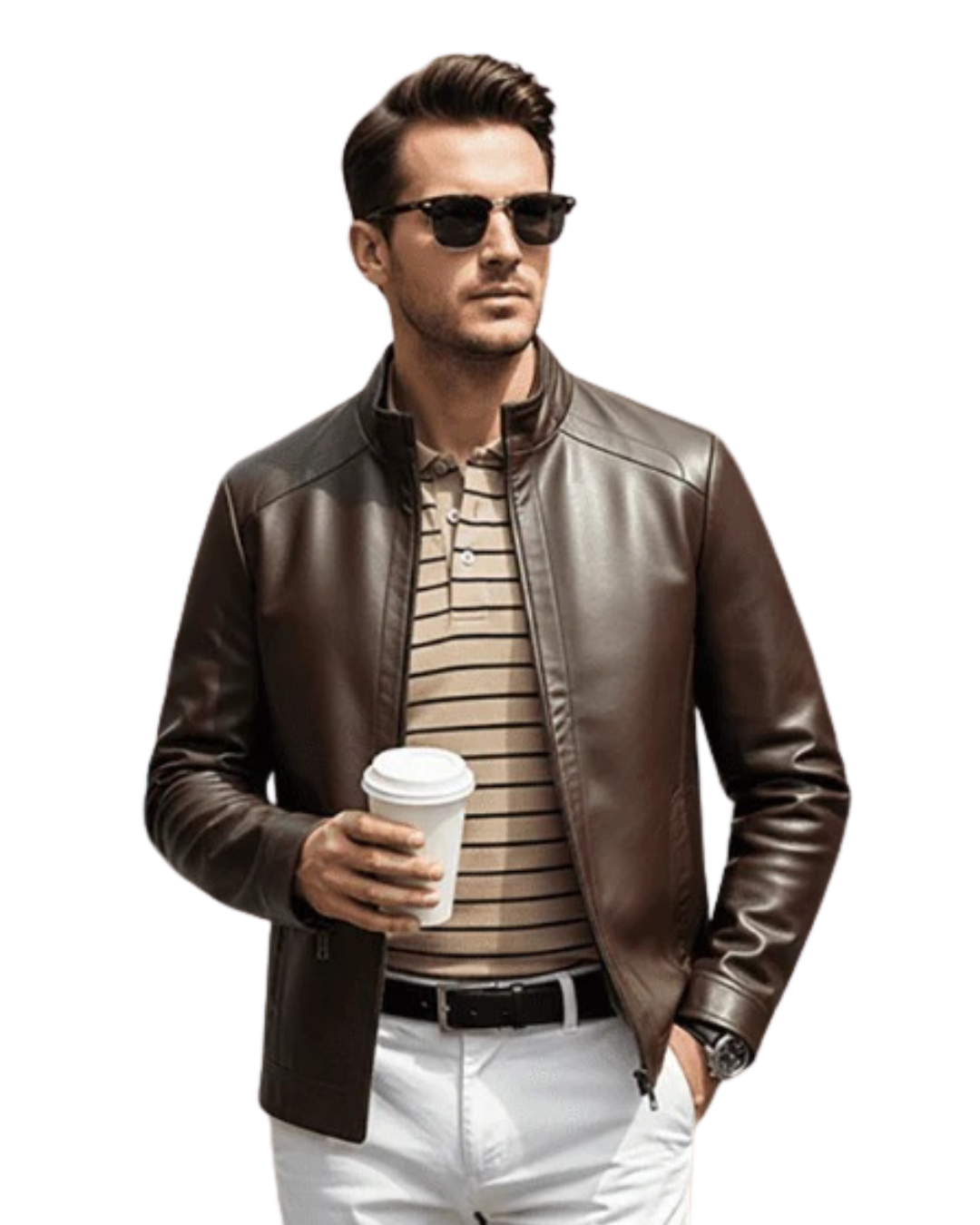 Casaco de pele com forro térmico para homem