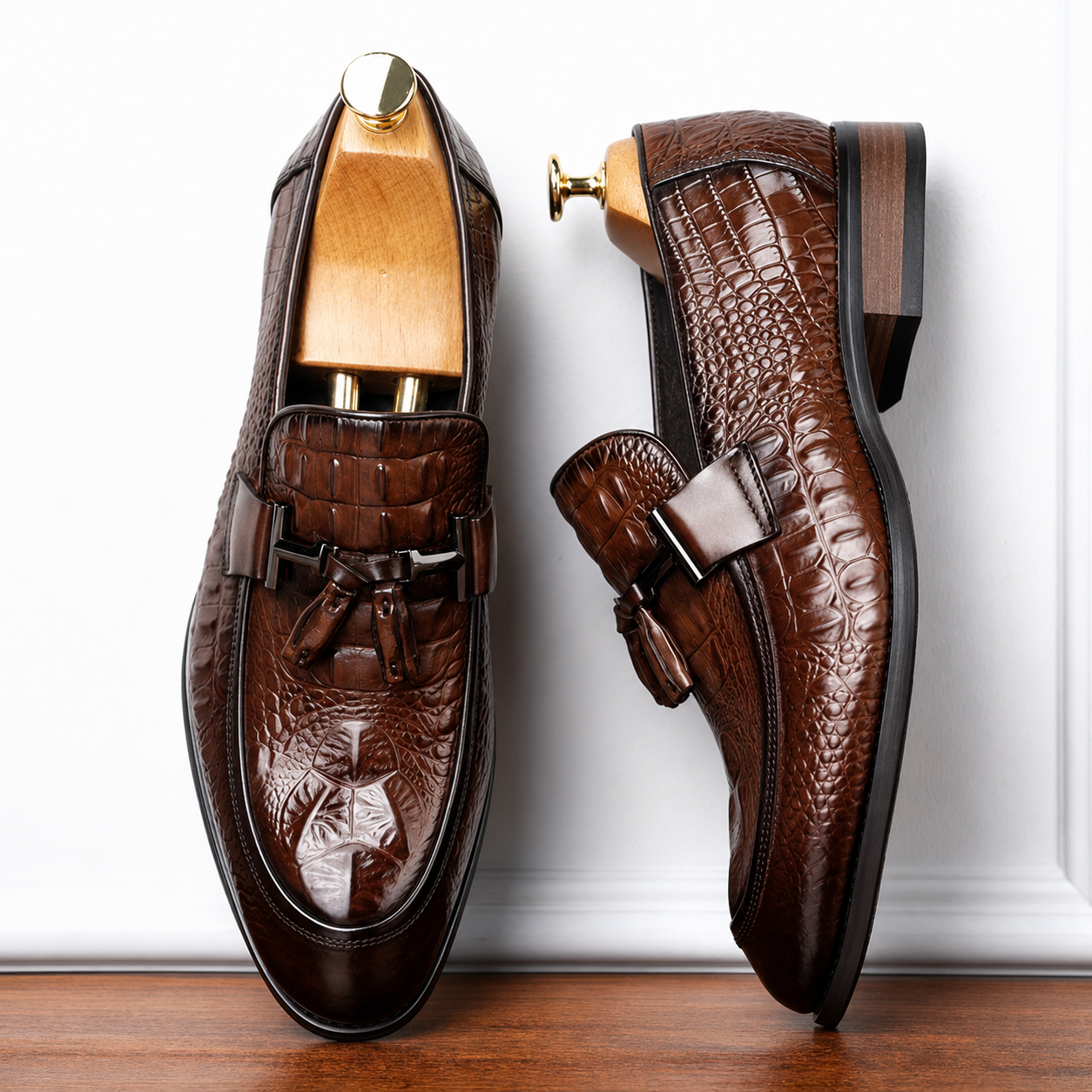 Sapatos ergonómicos de couro com design texturizado