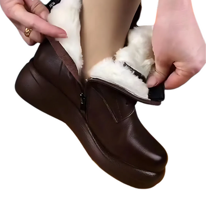 Botas Altas de Pele Suave para Mulher com Atacadores e Forro de Algodão