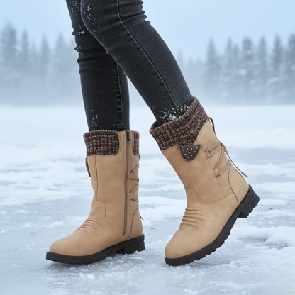 Botas de neve térmicas com sistema de ajuste traseiro para mulher