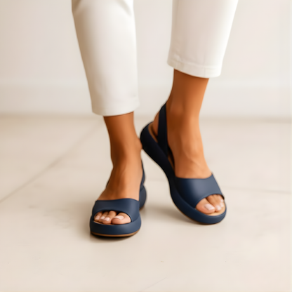 Sandália para mulher com palma acolchoada e design ergonómico.