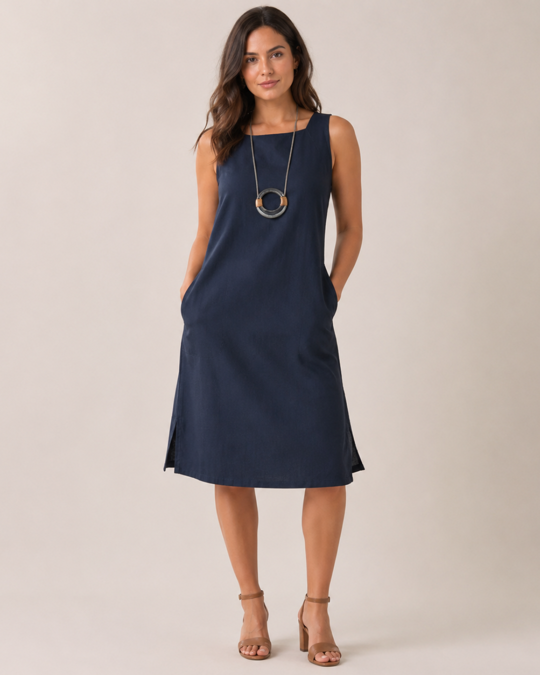 Vestido Midi de Linho Respirável