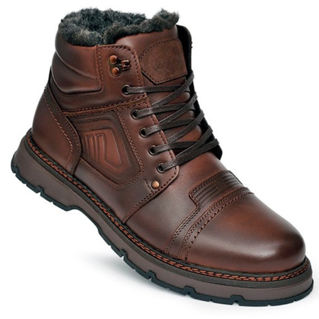 Botas de Inverno para Homem em Pele Genuína Castanho 