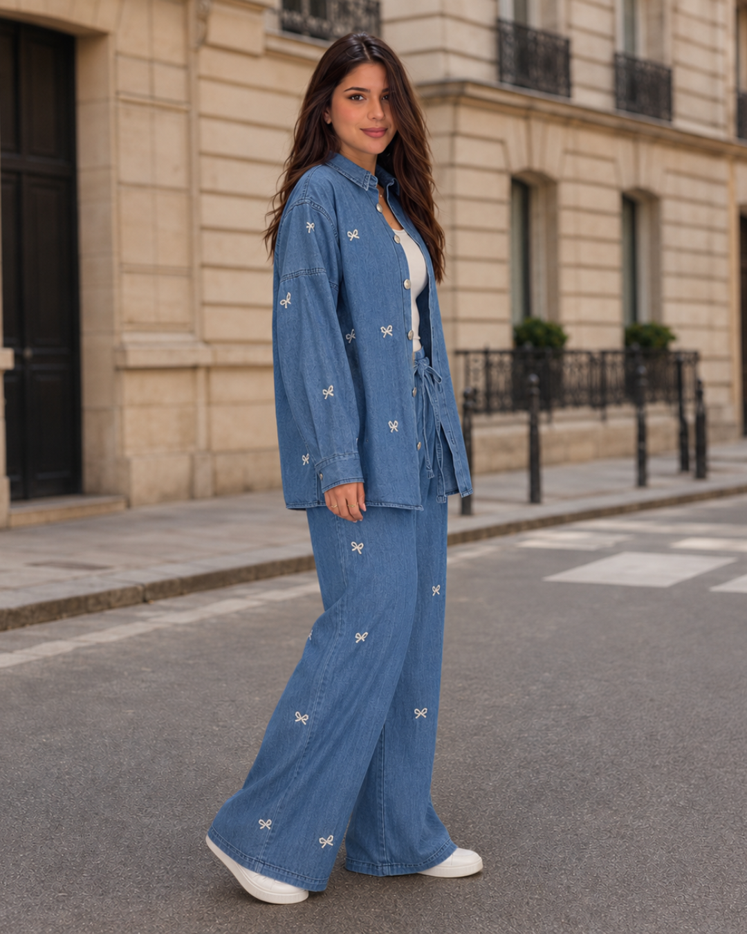 Conjunto Denim com Bordados