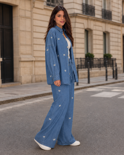 Conjunto Denim com Bordados