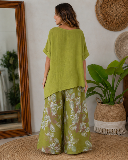 Conjunto Boho de Blusa e Calças Amplas