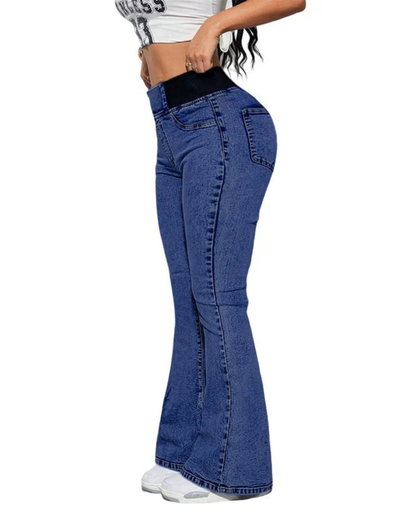 Jeans à Boca de Sino de Cintura Alta