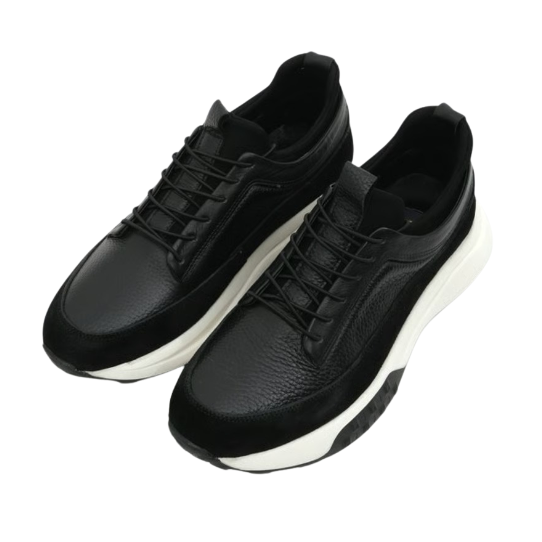 Sapatilhas de couro autêntico com sola elevada para uso doméstico 