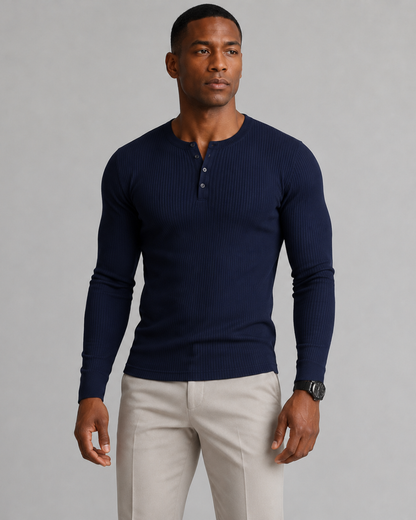 Camisola de Manga Comprida em Malha Canelada
