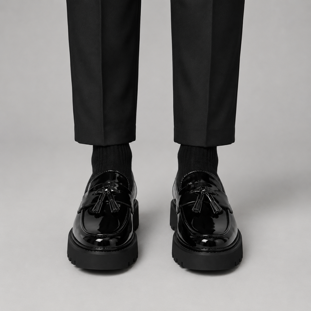 Mocassins de Verniz com Borlas e Sola Track