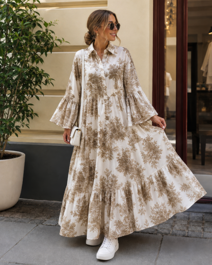 Vestido com estampado botânico