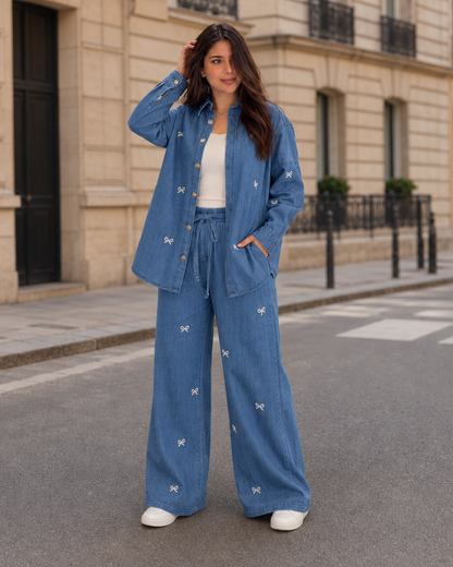 Conjunto Denim com Bordados