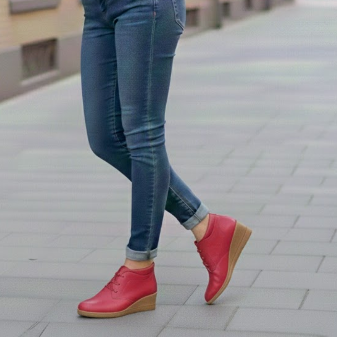 Botins Maya em Pele com Cunha para Mulher