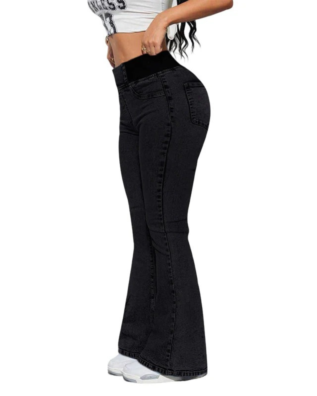 Jeans à Boca de Sino de Cintura Alta