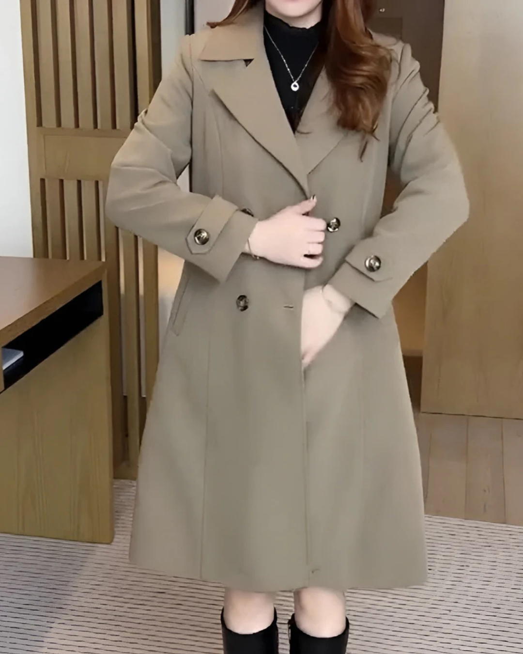 Gabardina com botões duplos para mulher