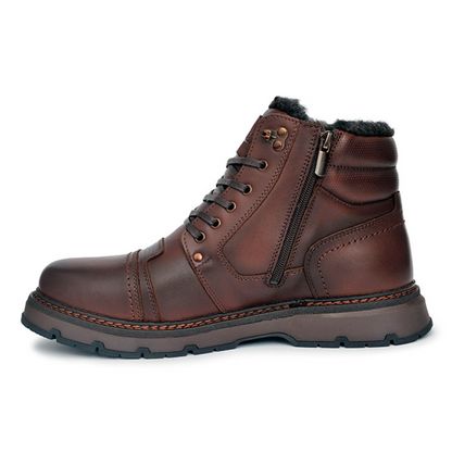 Botas de Inverno para Homem em Pele Genuína Castanho 
