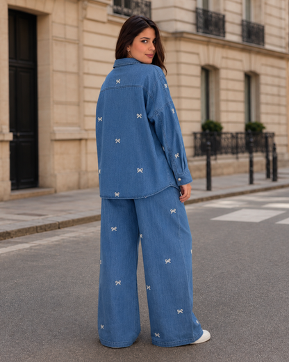 Conjunto Denim com Bordados