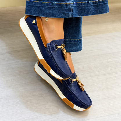 Mocassins em pele com plataforma