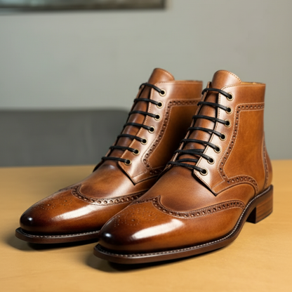 Botas de couro clássicas e elegantes para homem 