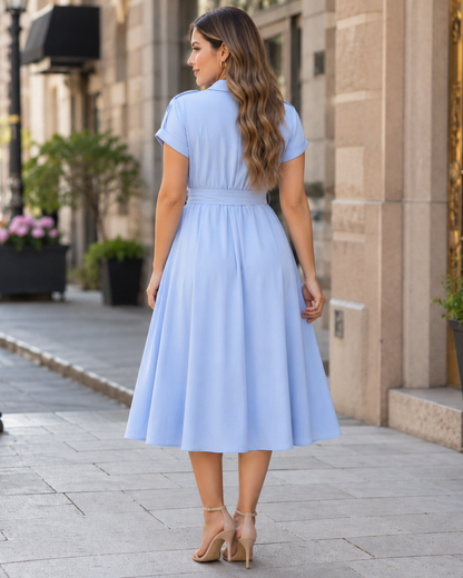 Vestido Midi Camiseiro com Cinto