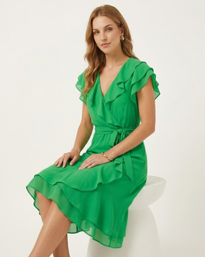 Vestido de Gala com Folhos Paris