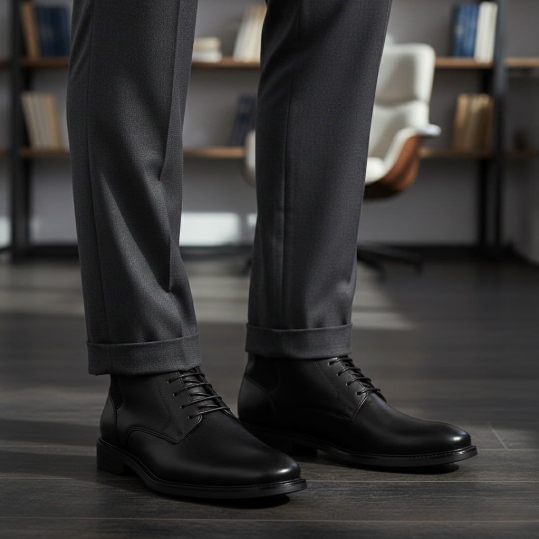 Bota de Couro com Elástico Lateral para Homem 