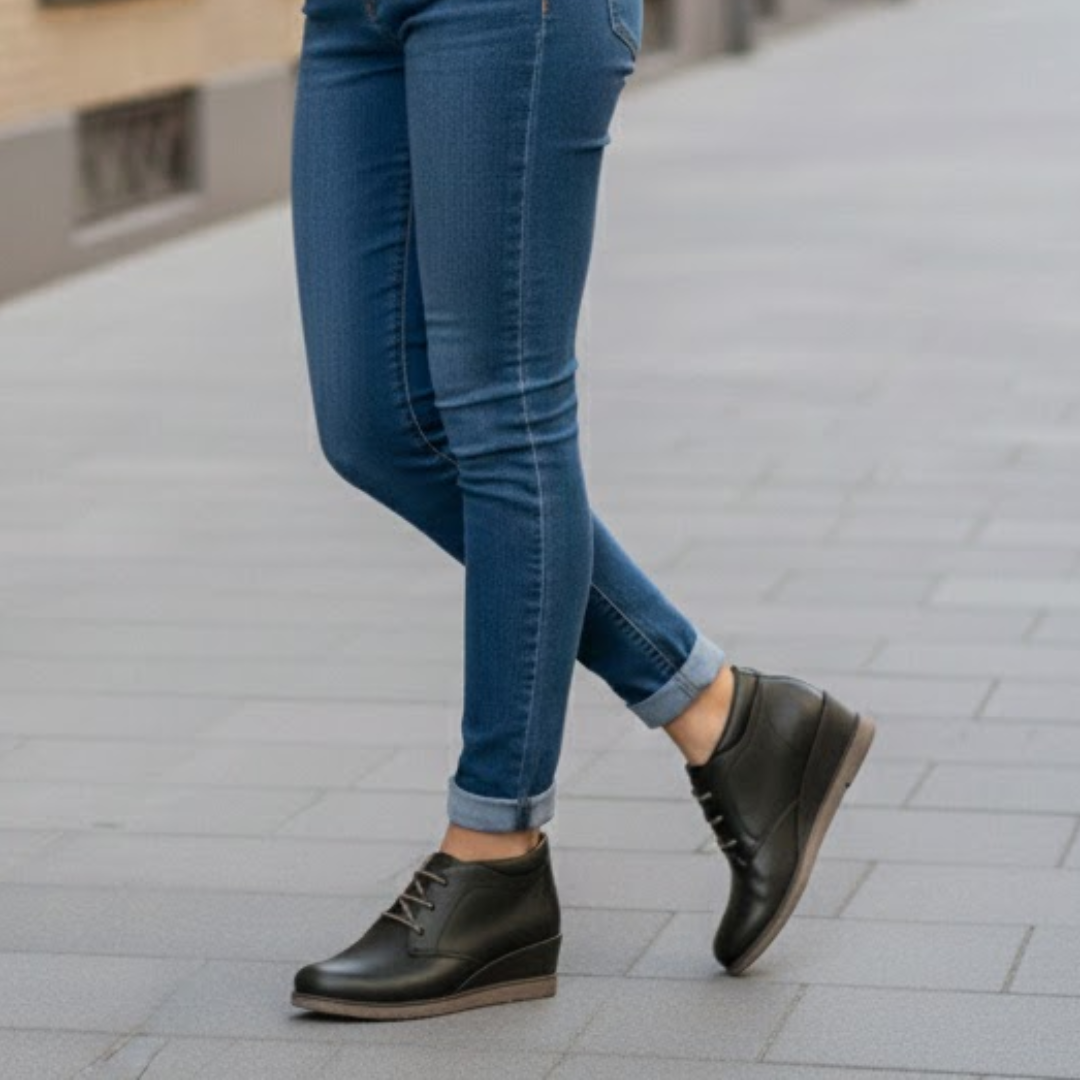 Botins Maya em Pele com Cunha para Mulher