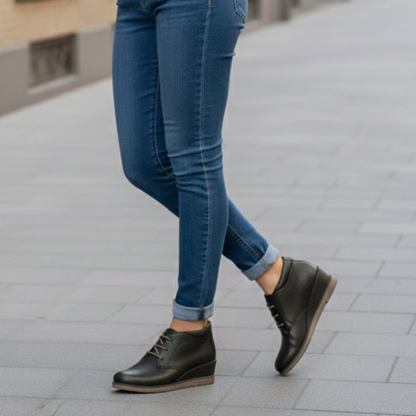 Botins Maya em Pele com Cunha para Mulher