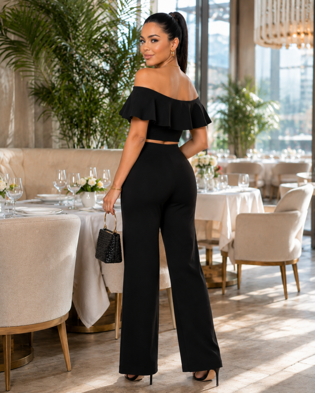 Conjunto de Top com Babado e Calças