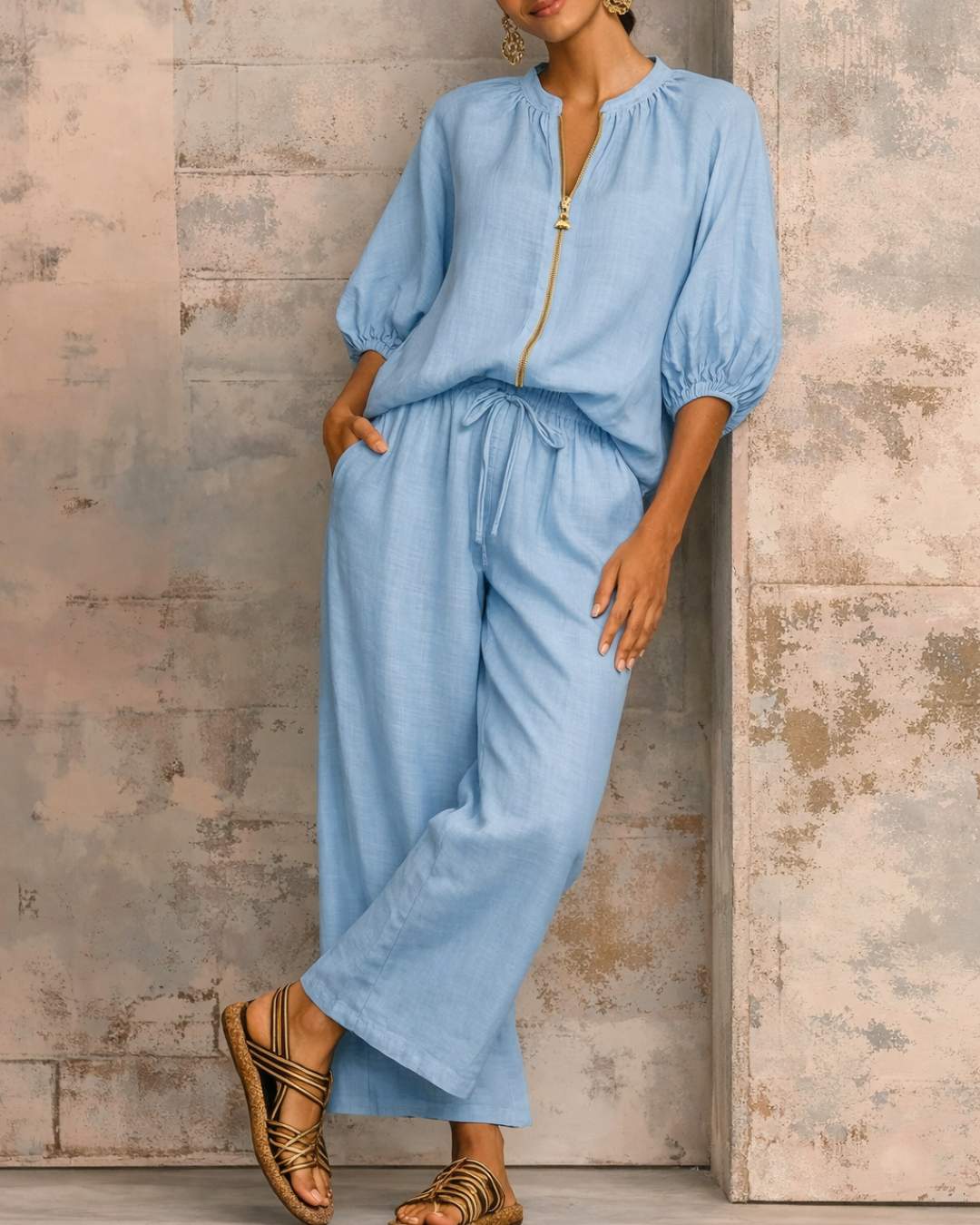 Conjunto Premium de Linho e Algodão para Mulher