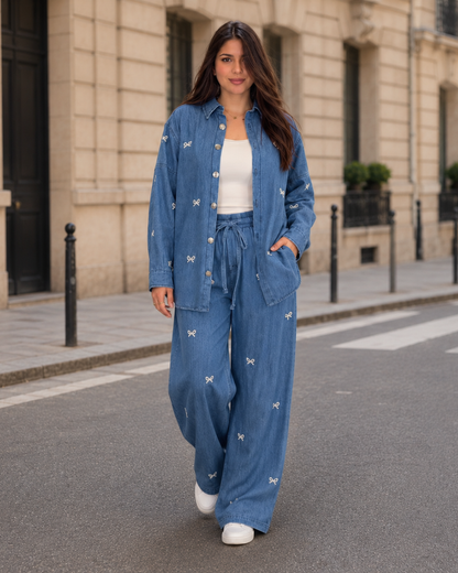 Conjunto Denim com Bordados
