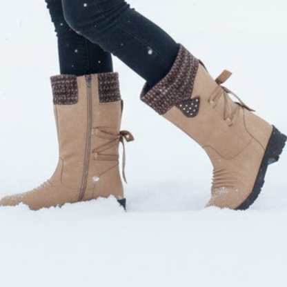 Botas de neve térmicas com sistema de ajuste traseiro para mulher