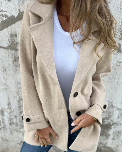 Casaco Elegante Casual de Outono com Gola Entalhada