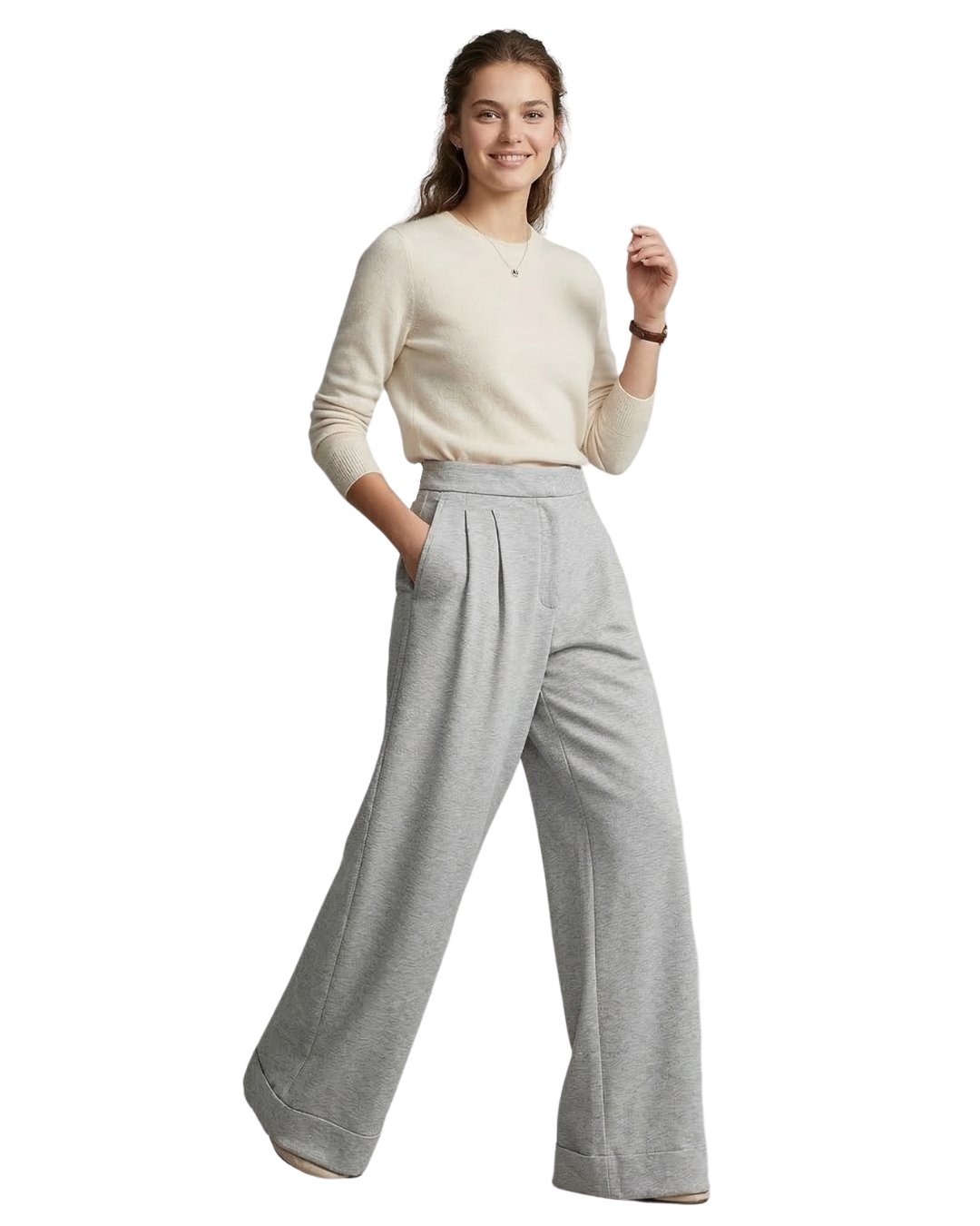 Calças Fluidas de Estilo Casual para Mulher