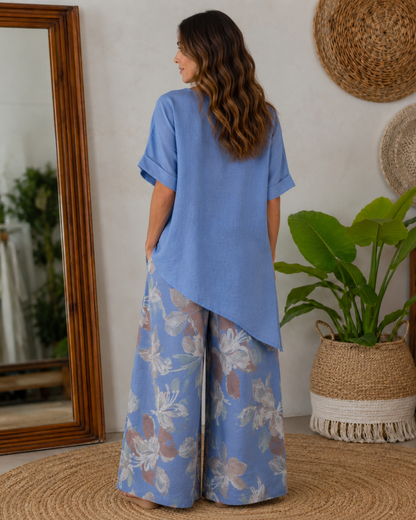 Conjunto Boho de Blusa e Calças Amplas