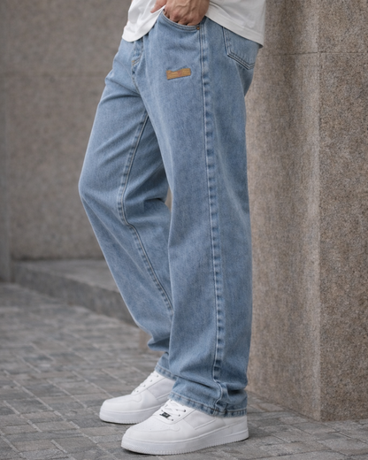 Jeans de Corte Laro com Cintura Ajustável para Homem