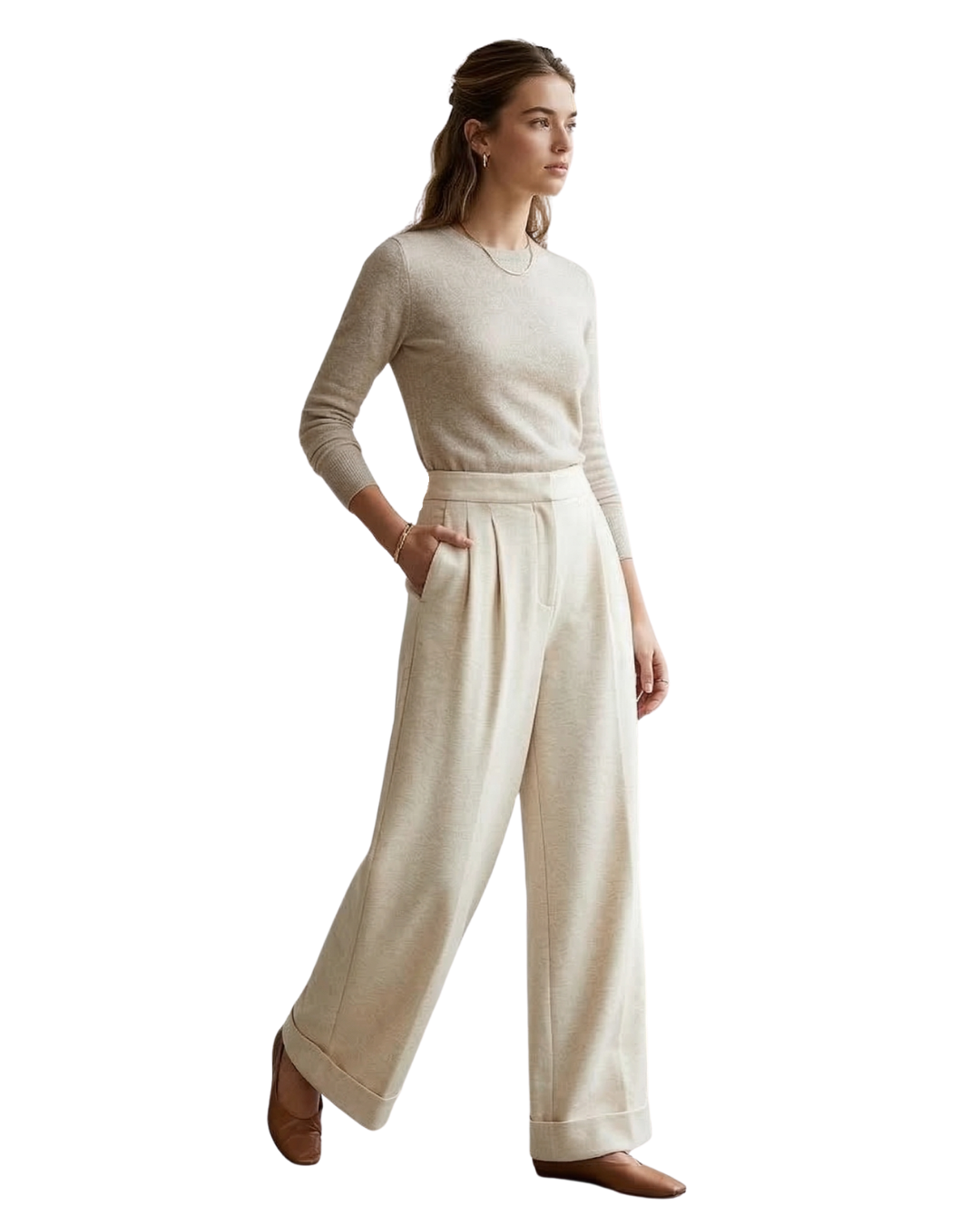 Calças Fluidas de Estilo Casual para Mulher