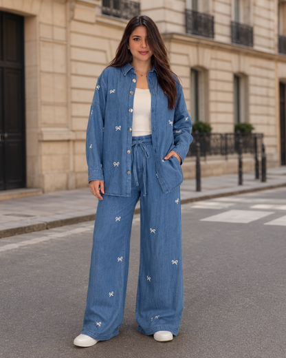Conjunto Denim com Bordados