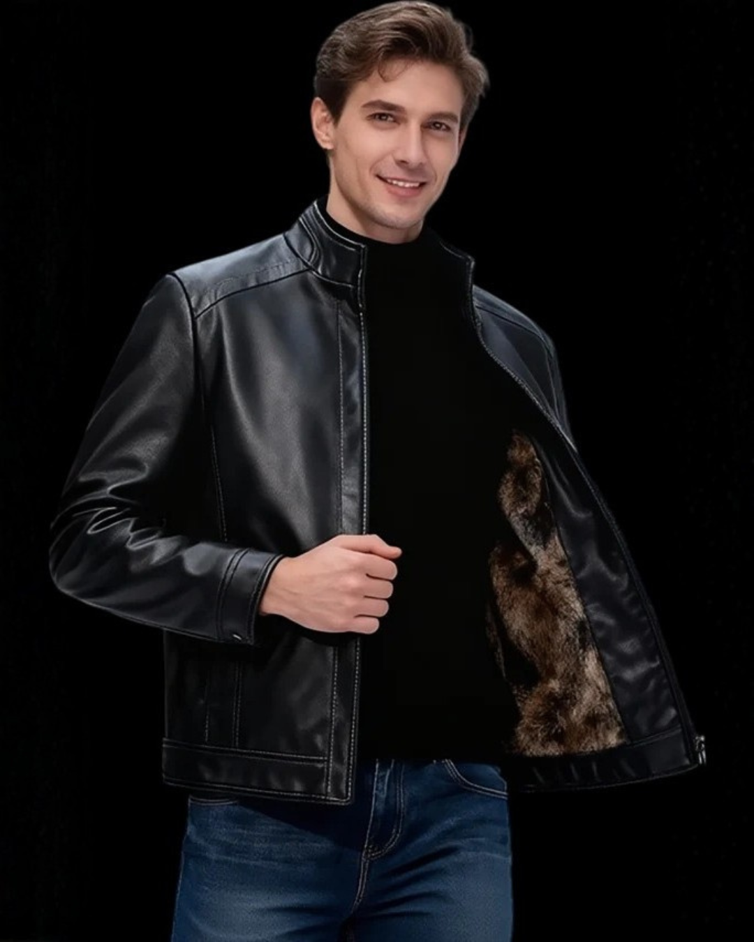 Casaco de pele com forro térmico para homem 