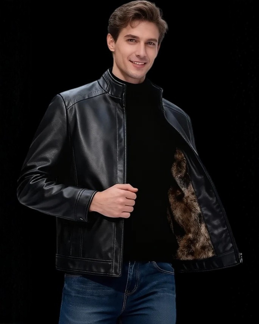 Casaco de pele com forro térmico para homem 