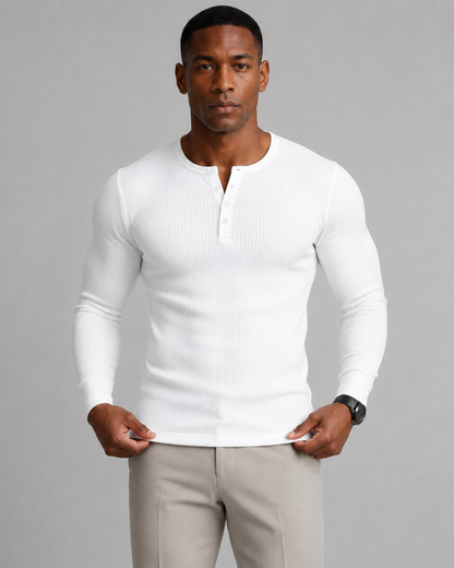Camisola de Manga Comprida em Malha Canelada