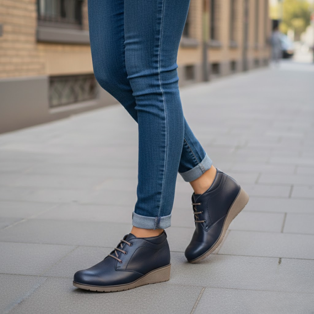 Botins Maya em Pele com Cunha para Mulher