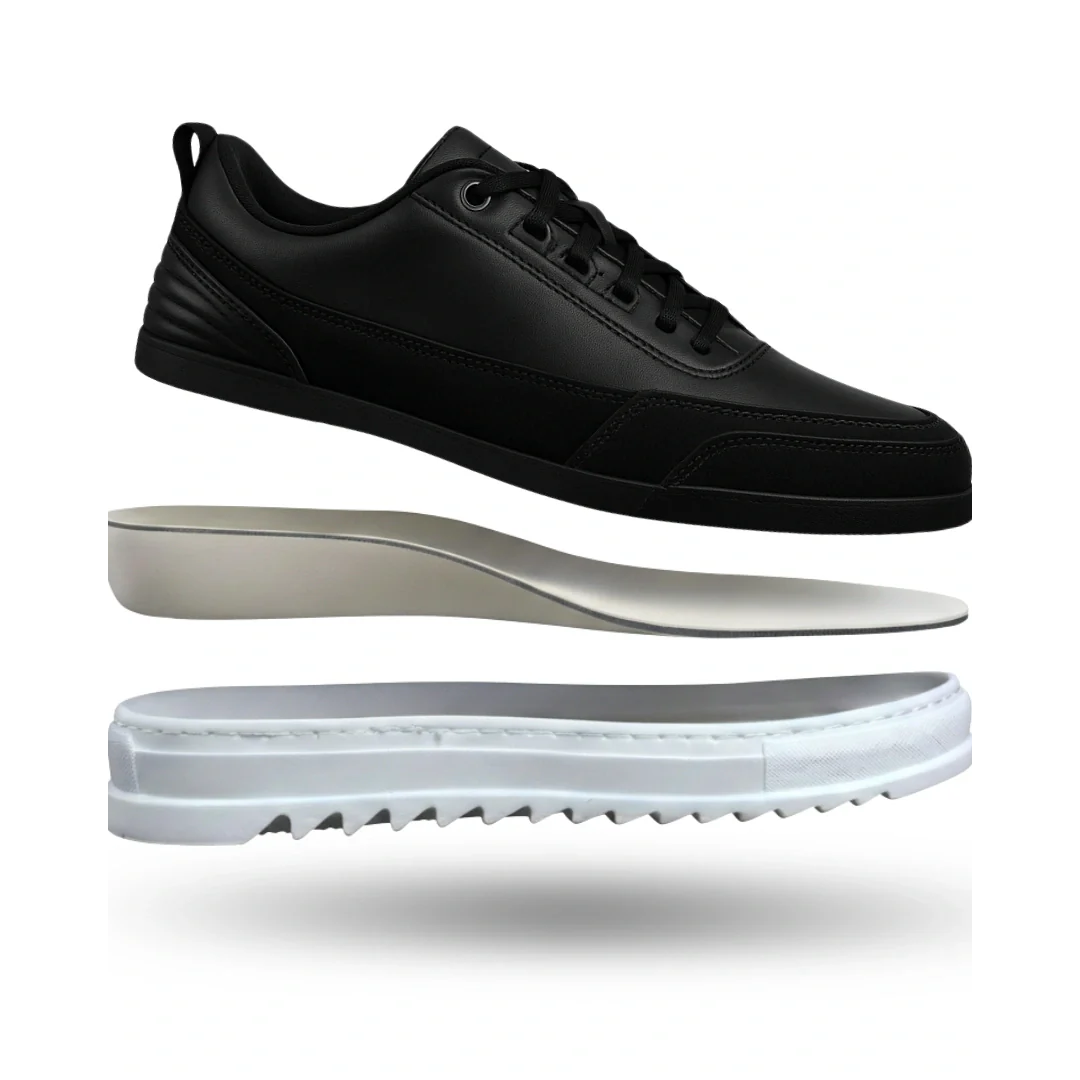 Sapato para usar em casa com elevação oculta 