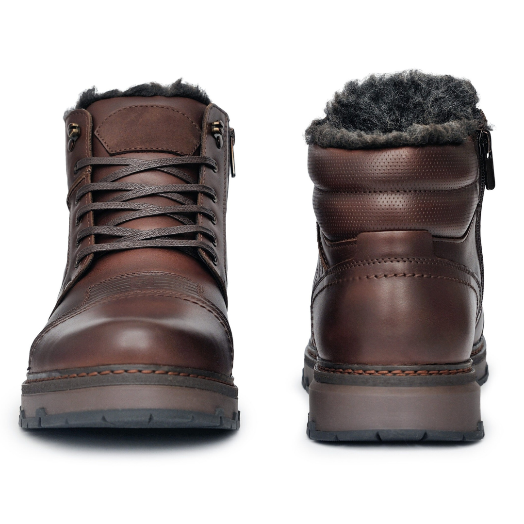 Botas de Inverno para Homem em Pele Genuína Castanho 