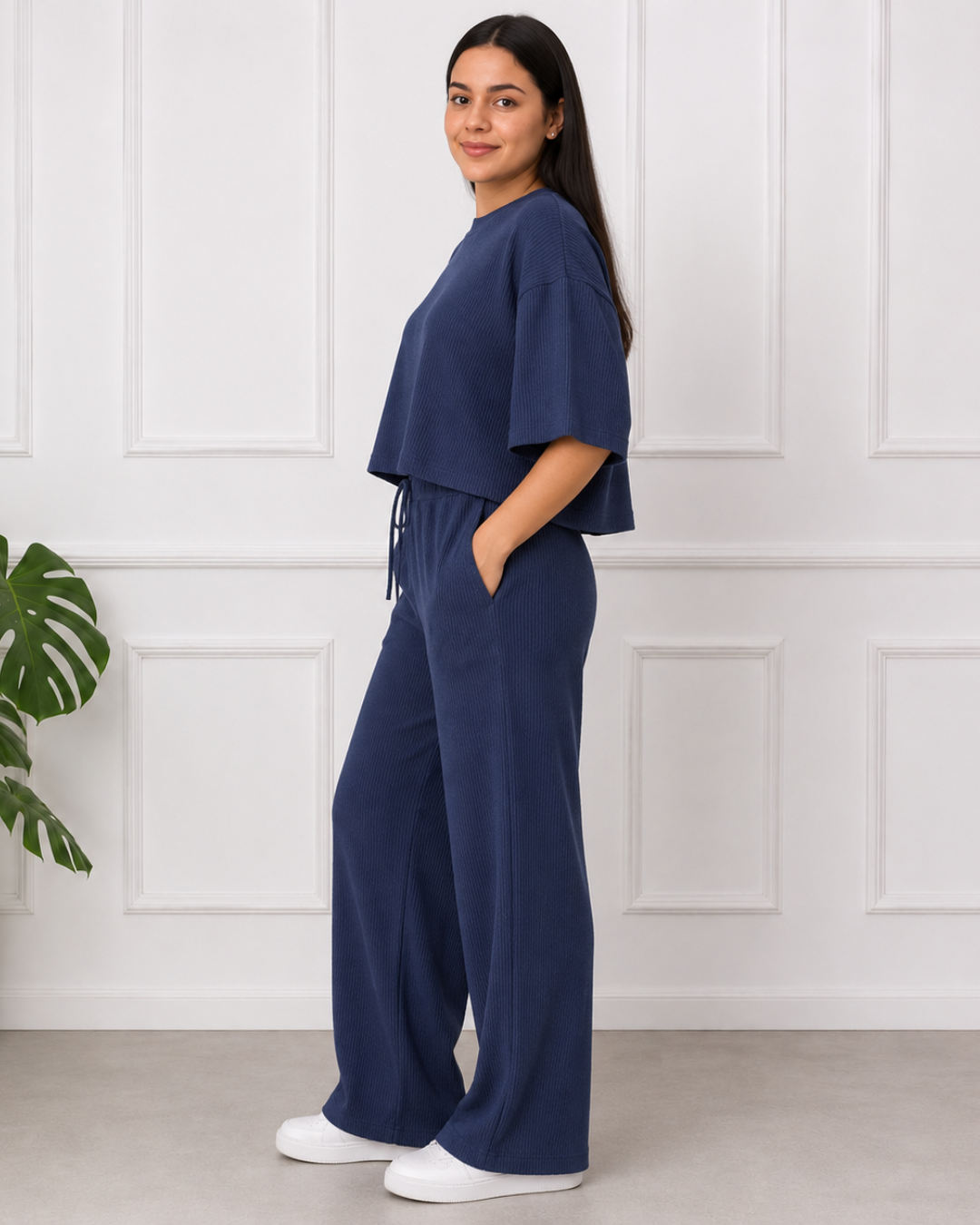 Conjunto com pregas e calças largas (Desconto na 2.ª unidade)