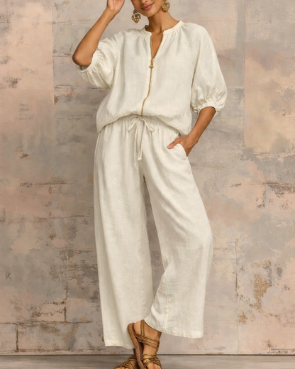 Conjunto Premium de Linho e Algodão para Mulher