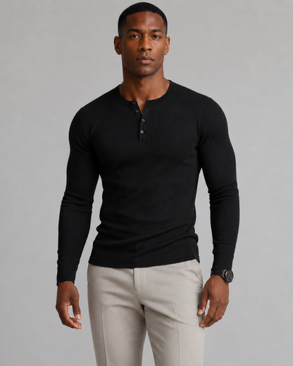 Camisola de Manga Comprida em Malha Canelada