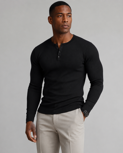 Camisola de Manga Comprida em Malha Canelada