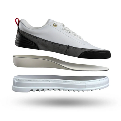 Sapato para usar em casa com elevação oculta 