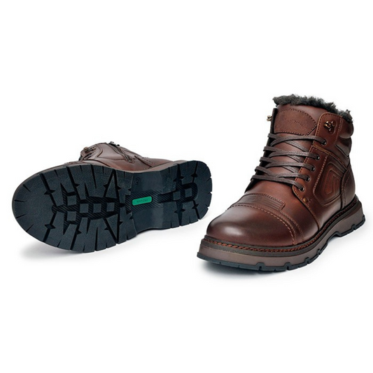 Botas de Inverno para Homem em Pele Genuína Castanho 